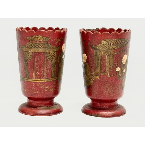 49 - A pair of Late 19th Century Japanese hand painted match strikers/holders. Meiji Period. Circa 1880-1... 