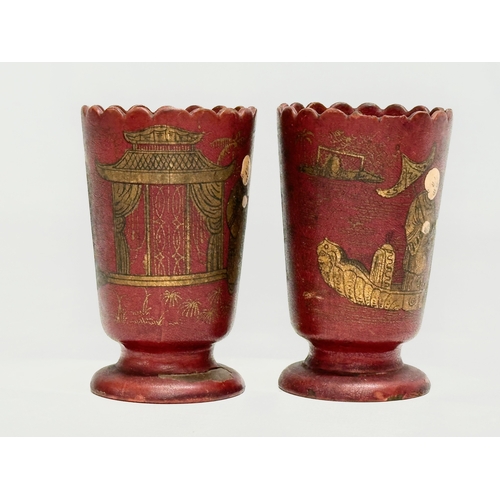 49 - A pair of Late 19th Century Japanese hand painted match strikers/holders. Meiji Period. Circa 1880-1... 