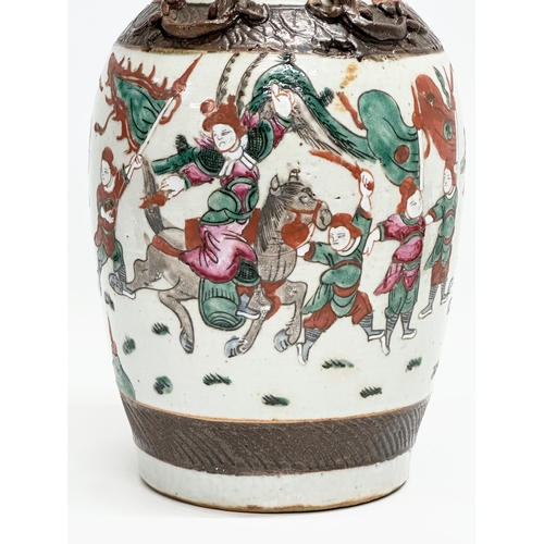 141 - A large Late 19th/Early 20th Century Chinese crackle glazed Nanking style vase. Decorated with samur... 