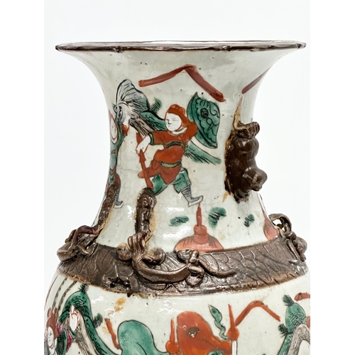 141 - A large Late 19th/Early 20th Century Chinese crackle glazed Nanking style vase. Decorated with samur... 