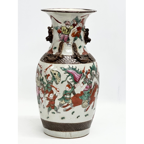 141 - A large Late 19th/Early 20th Century Chinese crackle glazed Nanking style vase. Decorated with samur... 