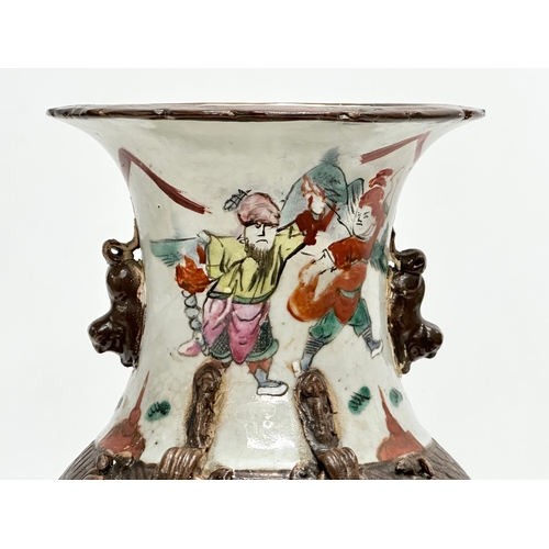 141 - A large Late 19th/Early 20th Century Chinese crackle glazed Nanking style vase. Decorated with samur... 