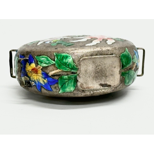 53 - A Late 19th/Early 20th Century Chinese enamel over pewter moon flask scent bottle. 11x4x14.5cm