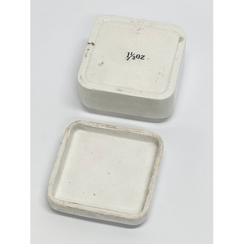 145 - A Late 19th Century Otto of Rose Cold Cream pot with lid. S. J. Scott Pharmacist. 6.5x7x4cm