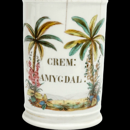 148 - A large Late 19th Century French porcelain apothecary jar with lid. 27cm