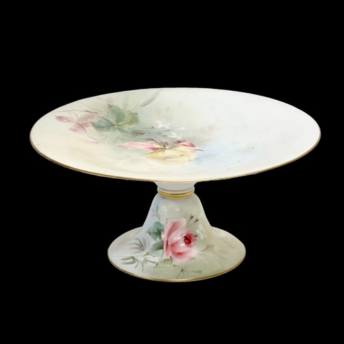 157 - An Early 20th Century signed Royal Worcester hand painted cake stand/tazza. Faded signature. Circa 1... 