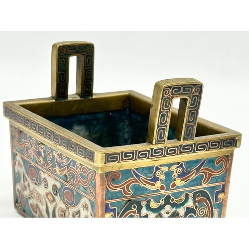 58 - A Late 19th Century Chinese brass and cloisonné enamel censer. 12x9x10cm