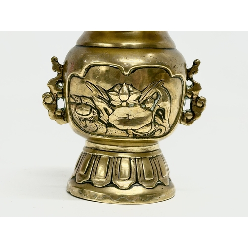 159 - A small Late 19th Century Japanese brass vase. Meiji Period. Circa 1880. 11cm