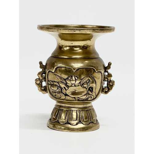 159 - A small Late 19th Century Japanese brass vase. Meiji Period. Circa 1880. 11cm