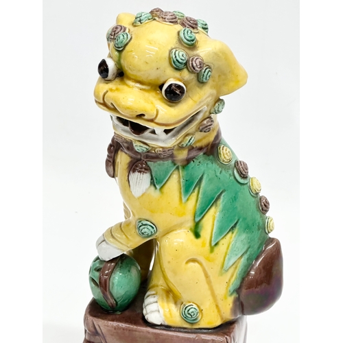 160 - 3 Late 19th/Early 20th Century Chinese Sancai glazed temple Foo Dogs. 26cm. 16cm