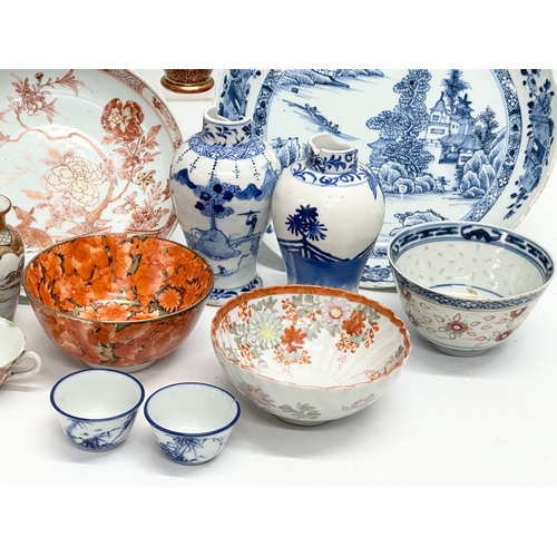 161 - A collection of 18th/19th and 20th Century Chinese and Japanese pottery. Qianlong bowl 25x4.5cm. Jia... 