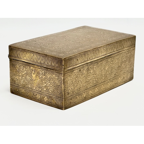 165 - A Late 19th Century Indian brass tabletop trinket box. 18x11x7.5cm