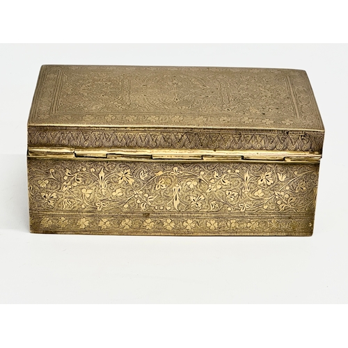 165 - A Late 19th Century Indian brass tabletop trinket box. 18x11x7.5cm