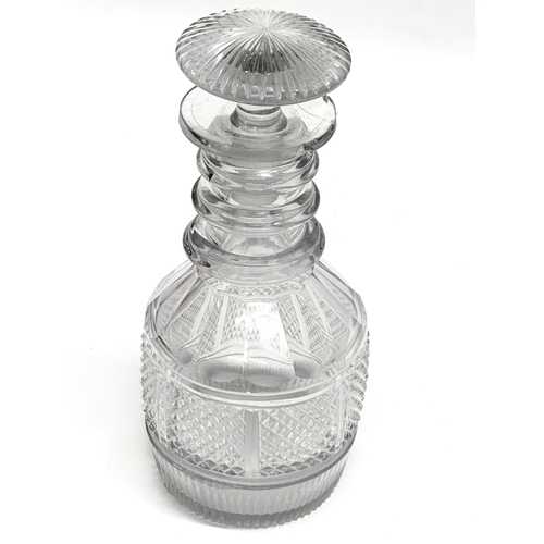 166 - A collection of 19th and Early 20th Century glassware. A William IV 3 ring glass decanter, circa 183... 