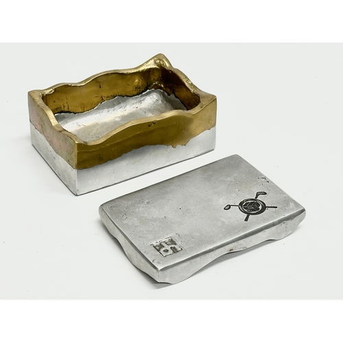 19 - David Marshall. A ‘Brutalist’ aluminium and brass box by David Marshall. 1940’s. 12x8x6cm