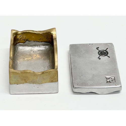 19 - David Marshall. A ‘Brutalist’ aluminium and brass box by David Marshall. 1940’s. 12x8x6cm