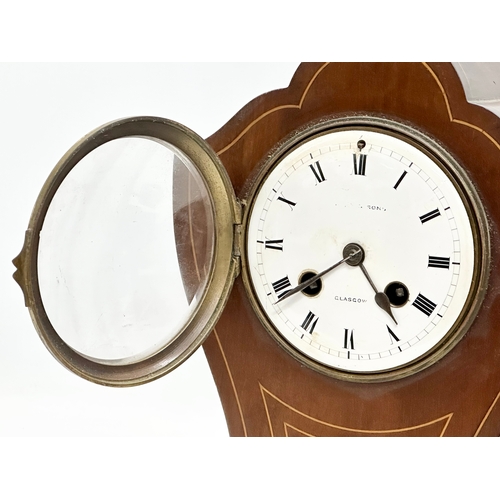 171 - An Early 20th Century inlaid mahogany balloon mantle clock. Probably by Edward & Sons, Glasgow. Edwa... 