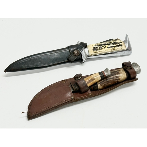 191 - Vintage knives with antler handles. 25cm