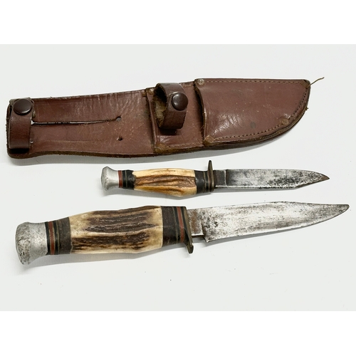 191 - Vintage knives with antler handles. 25cm