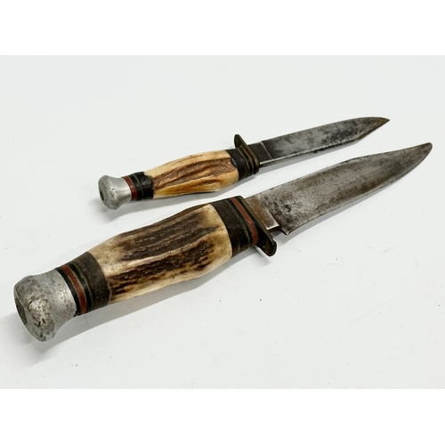 191 - Vintage knives with antler handles. 25cm