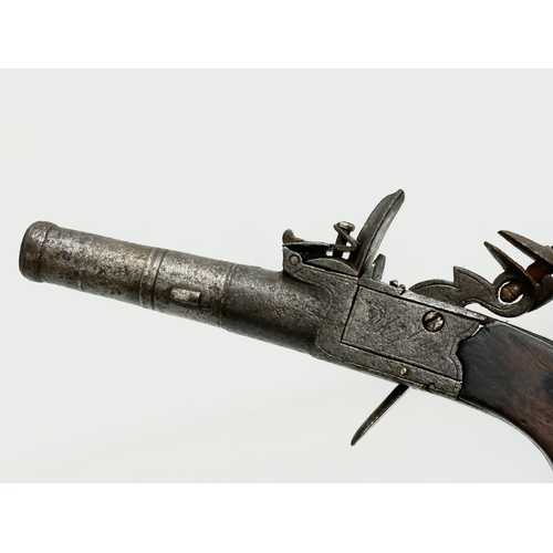 25 - A Late 18th/19th Century boxlock flintlock pistol. 17cm