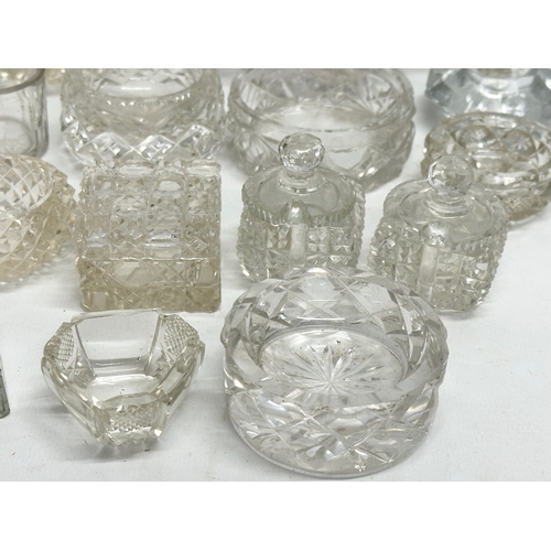 198 - A collection of 19th Century glass salts, match holders etc.