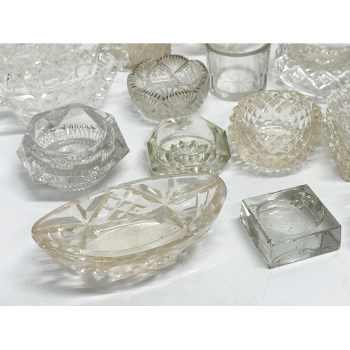 198 - A collection of 19th Century glass salts, match holders etc.