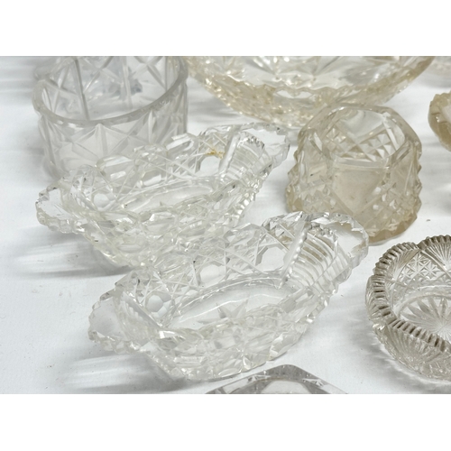 198 - A collection of 19th Century glass salts, match holders etc.