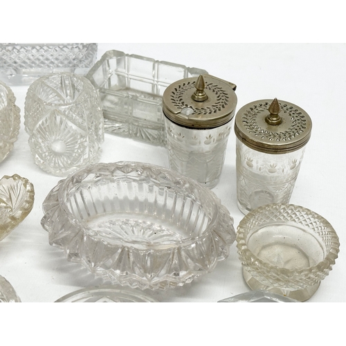 198 - A collection of 19th Century glass salts, match holders etc.