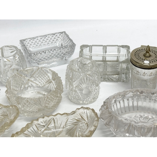 198 - A collection of 19th Century glass salts, match holders etc.