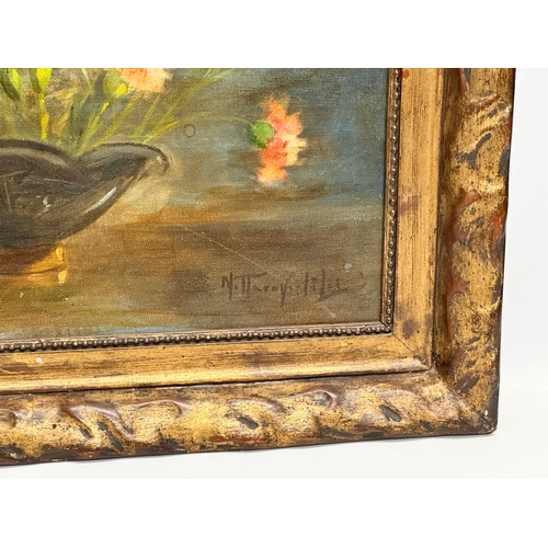 234 - An Early 20th Century Still Life oil painting on board in gilt frame. Signed. 45x33cm. Frame 60x47cm