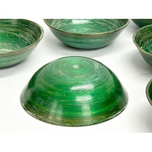 267 - A set of 6 lacquered bamboo bowls. 15.5x5cm