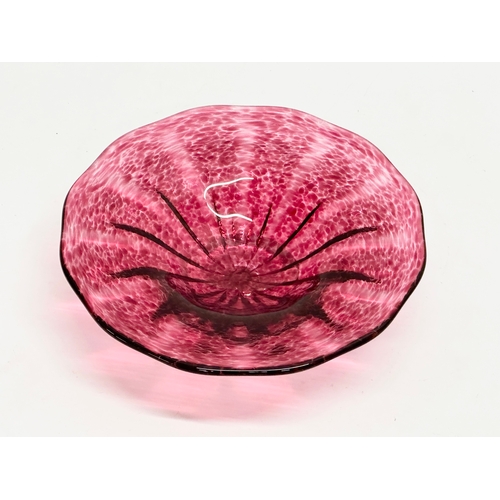 457 - A footed cranberry glass dish by Teign Valley Glass. 20x5.5cm