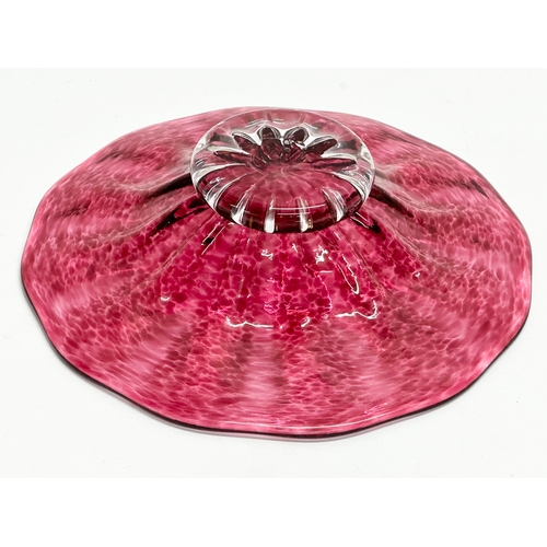 457 - A footed cranberry glass dish by Teign Valley Glass. 20x5.5cm