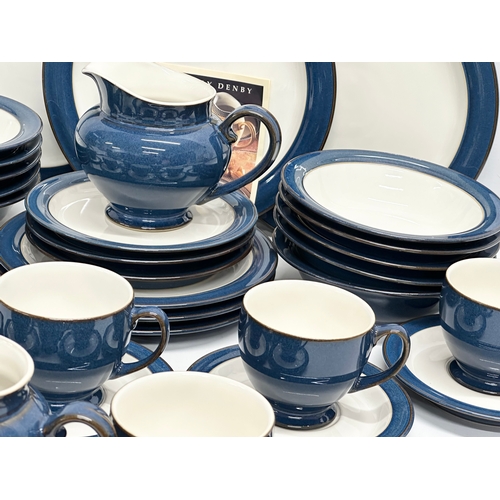 459 - A 35 piece Denby ‘Imperial Blue’ dinner and coffee service. 3 dinner plates. 5 bowls 18x5cm. 3 salad... 