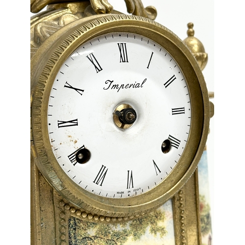 547 - Two 18th Century style mantle clocks. A Franz Hermle brass clock with other. 42cm. 32cm.