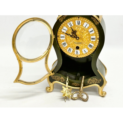 547 - Two 18th Century style mantle clocks. A Franz Hermle brass clock with other. 42cm. 32cm.