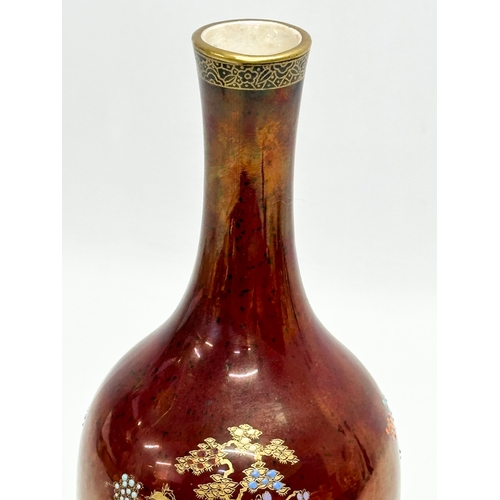 554 - A Crown Devon Fieldings ‘Rouge Royale’ lustre vase. 23cm