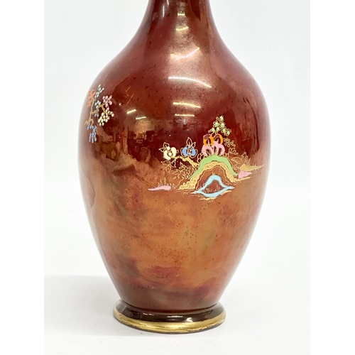 554 - A Crown Devon Fieldings ‘Rouge Royale’ lustre vase. 23cm