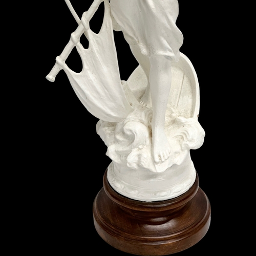 558 - A large Late 19th Century painted spelter figure on stand. 55cm