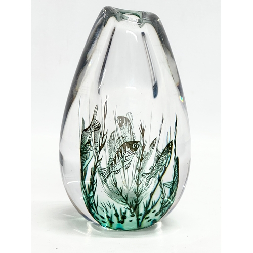 110 - A signed ‘Fish grail’ vase designed by Edward Hald for Orrefors. 17cm