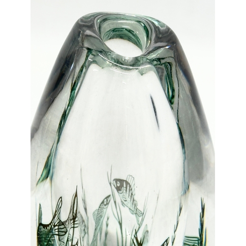 110 - A signed ‘Fish grail’ vase designed by Edward Hald for Orrefors. 17cm