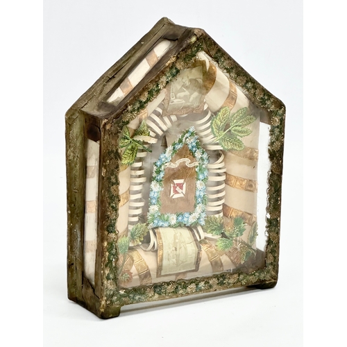 155 - A 19th Century cased shrine for Saint Alphonsus Liguori (1696-1787) dated 1880’s. 14x18cm