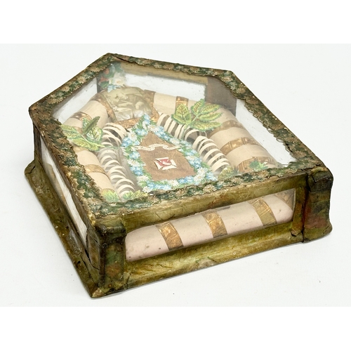 155 - A 19th Century cased shrine for Saint Alphonsus Liguori (1696-1787) dated 1880’s. 14x18cm