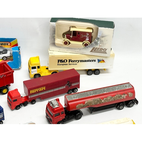 563 - A collection of model trucks. Mostly Matchbox and Corgi.