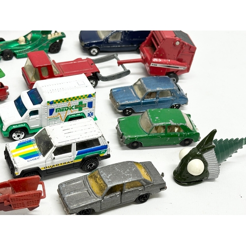 564 - A collection of model cars and trucks etc. Corgi, Matchbox, Lisney etc