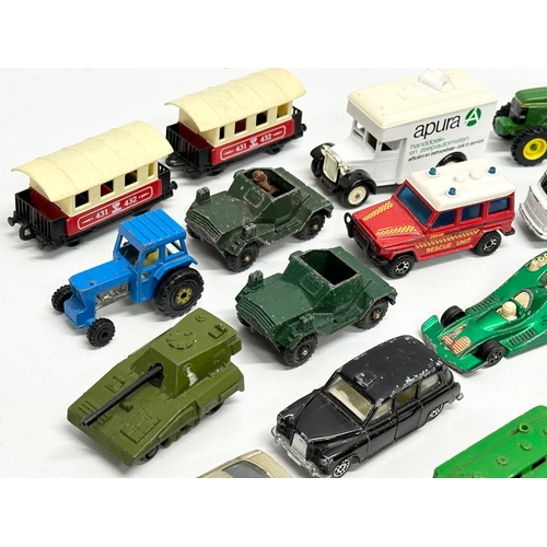 564 - A collection of model cars and trucks etc. Corgi, Matchbox, Lisney etc