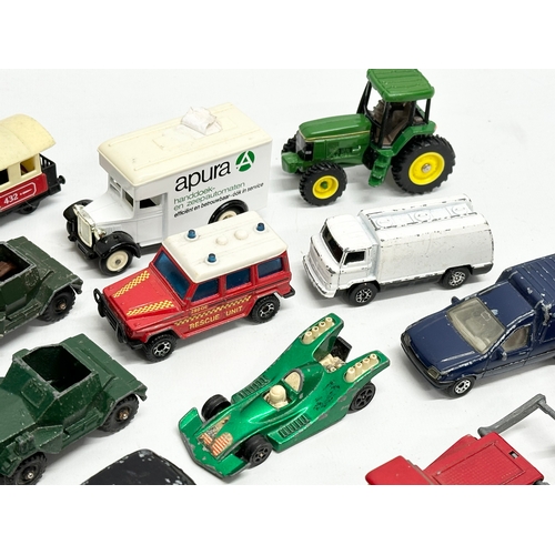 564 - A collection of model cars and trucks etc. Corgi, Matchbox, Lisney etc