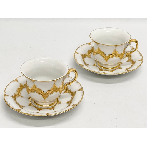 29 - A Meissen ‘B Form’ gilt porcelain Mocha tea for 2, tea service. Tray 45x32cm. Coffee pot/teapot 24x2... 