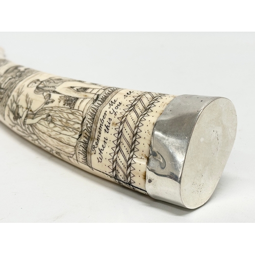 442 - A large reproduction resin scrimshaw. Captain James Morgan. Taken in the Arctic Ocean. Remember Me W... 